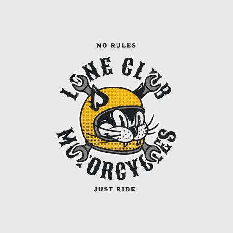 Handmade Vector Vintage Lone Club Motorcycle Garage Logo Badge Motorcycle Logo Design Graphics, Motorcycle Shop Logo, Rider Logo Design, Biker Graphics, Bikers Aesthetic, Motorbike Logo Design, Bike Shop Logo, Biker Illustration, Riders Logo