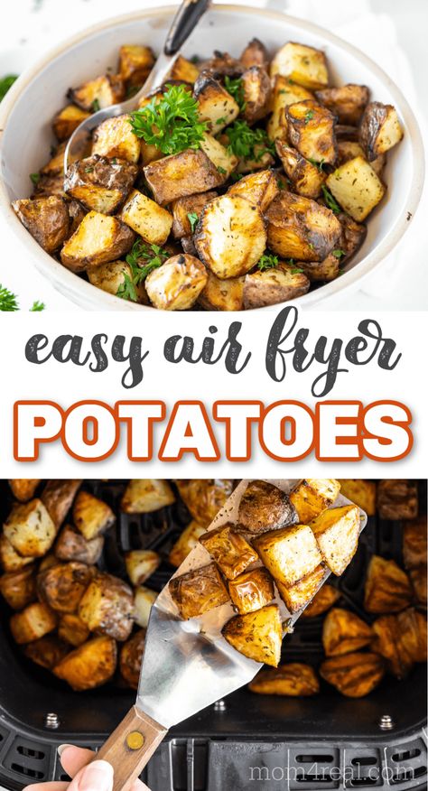 There's nothing quite like a meal that includes fried or roasted potatoes, and these easy air fryer potatoes are the perfect, quick healthy alternative to fried potatoes! They are cooked to perfection with nice crispy edges and are full of flavor too! Easy Air Fryer Potatoes, Air Fryer Potatoes, Actifry Recipes, Air Fryer Cooking Times, Veggie Fries, Easy Air Fryer, White Potatoes, Sausage Gravy, Air Fryer Recipes Easy