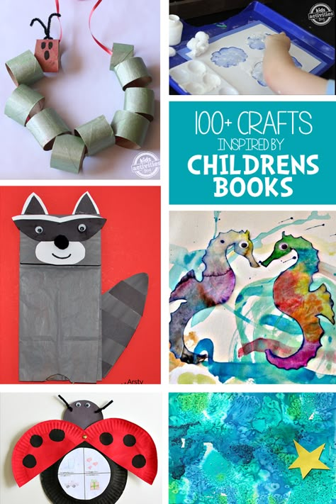 100  Crafts Inspired by Children’s Books - so many amazing projects that accompany our favorite books. Crafts For Children, Storytime Crafts, Book Art Projects, Book Craft, Activities For Children, Preschool Books, E Mc2, Childrens Crafts, Preschool Art