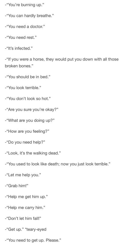 Writing A Sick Character, Reasons To Kill A Character, Sick Character Prompt, When A Character Is So Sick They, Sickness Writing Prompts, Writing Sickness, Sick Dialogue Prompts, How To Write Sick Characters, Medical Writing Prompts