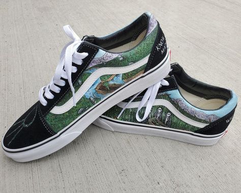 Hand painted Wake by Hail the Sun inspired Vans Old Skools. Hail The Sun, Custom Painted Vans, Hand Painted Vans, Old Skool Vans, Painted Vans, Custom Painted, Old Skool, Vans Old Skool Sneaker, Ready Made