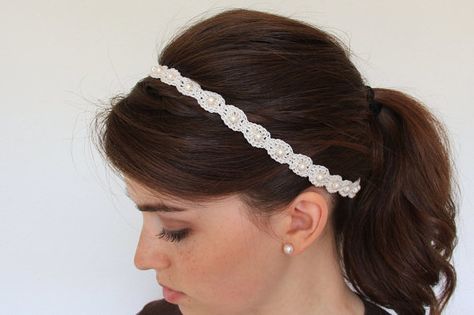 Crochet Pattern Pearl & Lace Headband Instant Dowload Girls Headbands Diy, Crochet Headband Patterns, Crochet Wedding Gift, Wedding Crochet, Easy Crochet Headbands, Crochet Thread Size 10, Crochet Flower Headbands, Crochet Hairband, Work Hair