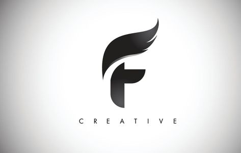 F Letter Wings Logo Design with Black Bird Fly Wing Icon. Fly Logo Design, Wings Logo Design, Dwarikadhish Hd Wallpaper, Black Bird Fly, Logo Wings, Wings Icon, F Letter, Fire Logo, Photographer Logo