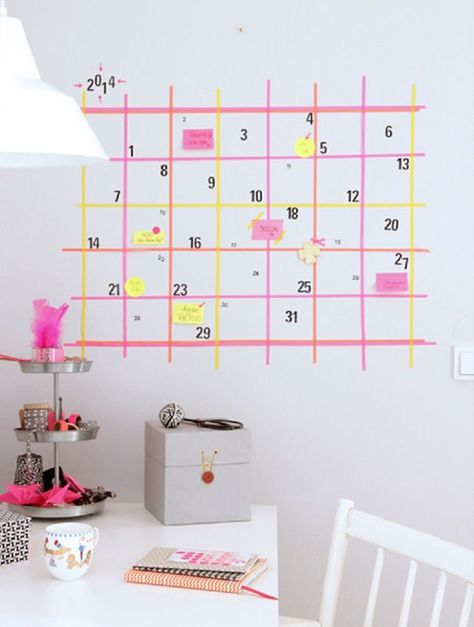 15 Fab Ways to Decorate With Washi Tape via Brit + Co. Washi Tape Calendar, Washi Tape Decor, Washi Tape Wall, Tape Wall, Dorm Room Walls, Smart Tiles, Washi Tape Crafts, Washi Tape Diy, Decor Ikea