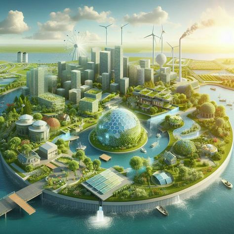 #eco #environment #sustainable #green #natural #design Eco City Concept, Eco Friendly City, Urban Presentation, Eco Futurism, Futuristic Painting, Science Facility, Urban Settlement, Earthship Home Plans, Sustainable Landscape Design