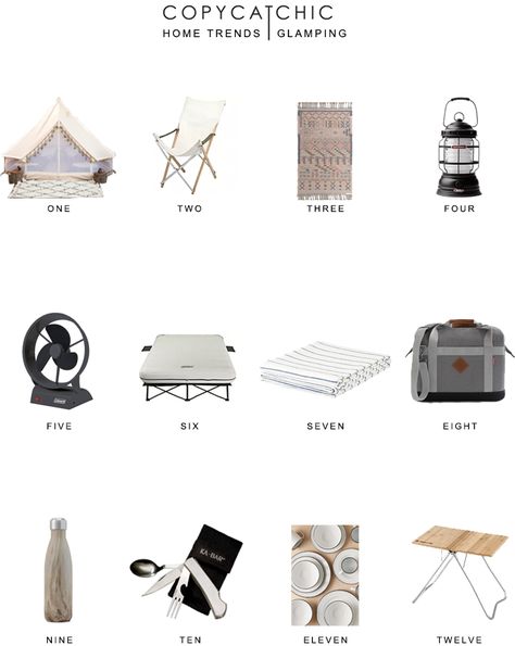 glamping basics 101 | Here's a great list of glamping must-haves from copycatchic luxe living for less budget home decor and design Glamping List, Glamping Must Haves, Glamping Packing List, Glamping Hacks, Minimalist Camping Gear, Glamping Accessories, Glamping Essentials, Minimalist Camping, Dream Camper