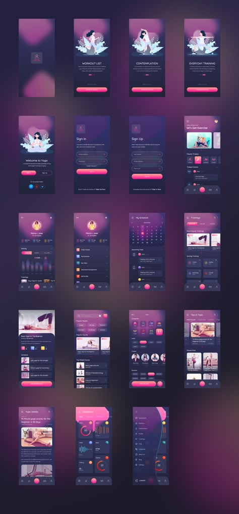 Yoga App Concept @envato Yoga App Design, Dance App, App Design Trends, Gym App, Flow App, Wellness App, Mobile Website Design, Mindfulness App, Yoga App