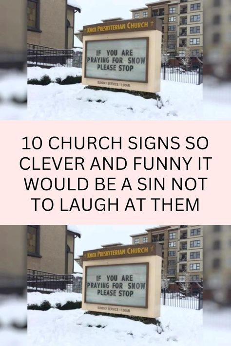 10 church signs so clever and funny it would be a sin not to laugh at them  #church #signs #so #clever #and #funny #would #be #sin #not #to #laugh #at #them Funny Church Quotes, Church Signs Funny, Church Signs Inspirational, Church Announcements, Church Jokes, Church Sign Sayings, Funny Church Signs, Church Wall Art, Church Picnic