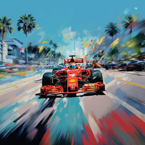 F1 Painting, Formula 1 Ferrari, Birthday Card Drawing, Car Artwork, Card Drawing, Gcse Art, Poster Colour, Sports Art, Automotive Art