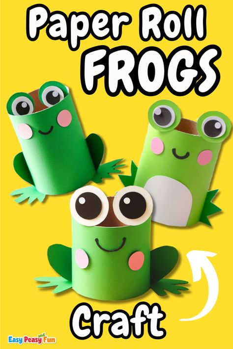 Frog Art And Craft, Frog Crafts For Kids, Easy Toilet Paper Roll Crafts, Frog Diy, Frogs For Kids, Frogs Craft, Paper Roll Crafts For Kids, Process Art Ideas, Frog Craft