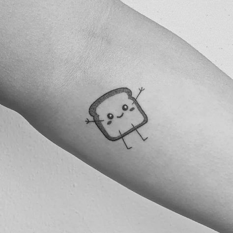 Brunch Tattoo, Toast Tattoo, Funny Small Tattoos, Pop Culture Tattoos, Kitten Tattoo, Culture Tattoos, Cute Kawaii Anime, Food Tattoos, Family Tattoo