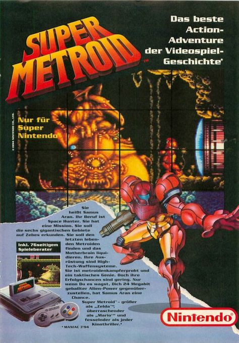 Super Metroid Super Metroid, Action Adventure Game, Samus Aran, Space Pirate, Metroid, Bounty Hunter, Super Nintendo, Classic Games, Action Adventure