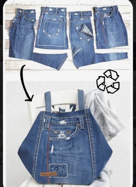 Diy Sac En Jean, Tas Denim, Denim Bag Diy, Denim Bag Patterns, Denim Crafts Diy, Sac Diy, Jean Purse, Blue Jeans Crafts, Denim Projects