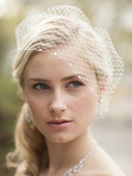 Mariell French Net Bridal Birdcage Visor Veil With Swarovski Crystals Bridal Birdcage Veils, Retro Bridal, Bella Bridal, Wedding Birdcage, Blusher Veil, Crystal Lace, Hollywood Wedding, Wedding Veil Accessories, Birdcage Veil