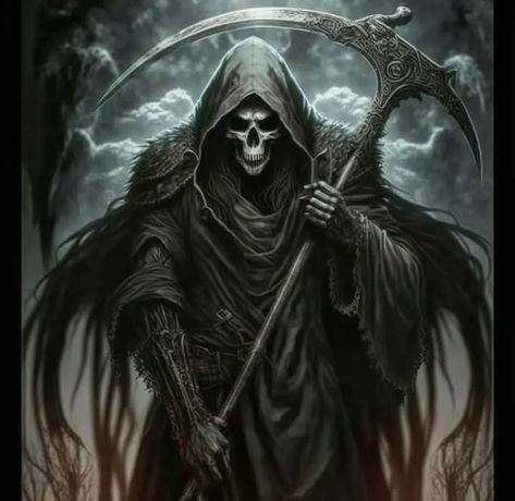 Grim Reaper Staff, Grim Reaper Pfp, Reaper Pfp, Gargoyles Art, Grunge Pfp, Reaper Art, Reaper Tattoo, Grim Reaper Art, Skull Art Drawing