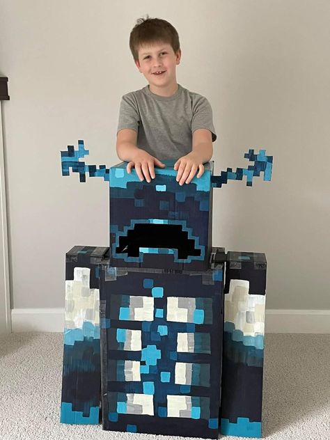 Minecraft Warden Costume, Minecraft Warden, Minecraft Pinata, Minecraft Box, Baby Zombie, Minecraft Costumes, Minecraft Birthday, Minecraft Party, Valentine Box