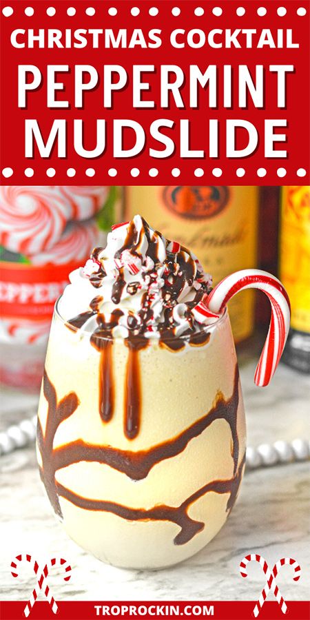 Christmas Cocktails are so fun! This Peppermint Mudslide Christmas Cocktail is sweet, creamy and delicious. Chocolate, Vanilla, Kahlua and a hint of Peppermint topped with all the goodies like chocolate syrup and whipped cream. This is a perfect Christmas Cocktail! Christmas Drinks Alcohol Recipes, Vodka Ice, Christmas Drinks Recipes, Christmas Drinks Alcohol, Cocktail Drinks Alcoholic, Mudslide, Irish Cream Liqueur, Yummy Alcoholic Drinks, Delicious Drink Recipes