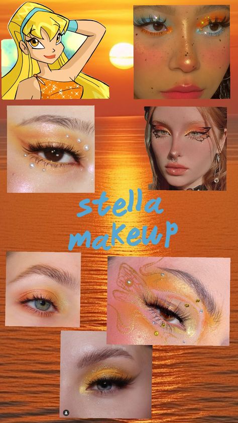 This is Stella makeup (Winx ) #stella #winxclub #winx #makeup Winx Makeup, Stella Makeup, Classic Vampire, Winx Stella, Stella Winx, Graphic Liner, E Girl, Costume Party, Makeup Looks