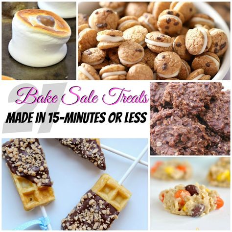 My son is always volunteering me for bake sales. For just such emergencies, here's a list of 27 Bake Sale Treats that take 15-minutes or less to make. Easy Bake Sale Ideas, Bake Sale Ideas, Fall Bake Sale, Bake Sale Desserts, Bake Sale Treats, Bake Sale Packaging, Honey Glazed Ham, School Recipes, Bake Sale Recipes