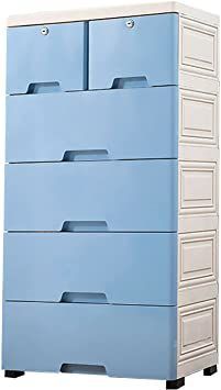 6 Drawer Dresser, Plastic Storage Cabinet Chest Clothes Storage Modern Bedroom Closet Organizer Fabric Dresser for Clothes Free Standing with 4 Wheel (Blue) Blue Dressers, Plastic Cupboard, Plastic Dresser, Plastic Storage Drawers, Bedside Furniture, Plastic Storage Cabinets, Storage Dresser, Playroom Bedroom, Fabric Dresser