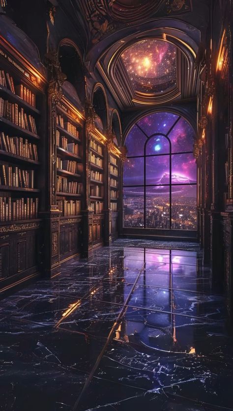 Sci Fi Places, Magic Library Aesthetic, Fantasy Interior Design, Fantastic Library, Sci Fi House, Rolling On The Floor Laughing, House Of Wind, Art Of The Day, Photography Artistic