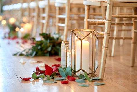 Gold Geometric Aisle Lanterns Wedding Planner Guide, Geometric Lantern, Elegant Winter Wedding, Wedding Color Combos, Gold Lanterns, Champagne Bridesmaid, Champagne Bridesmaid Dresses, Winter Wedding Colors, Wedding Color Inspiration