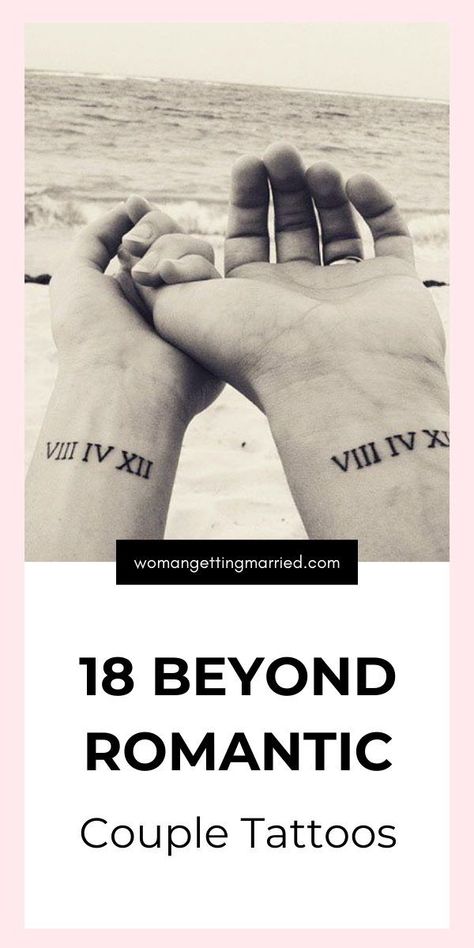 When you’re in love, you want to shout it from the rooftops so everyone in the world can hear. You might also think about getting a matching tattoo to show how much your relationship means to you. After all, couples tattoos are a reminder that you’re there for each other, no matter what. But before you go and get inked, you’ll want to consider these points, first. Wedding Day Matching Tattoos, Original Couple Tattoos, Discreet Couples Tattoos, Matching Spouse Tattoos, First Love Tattoos, Small Husband And Wife Tattoos, Couple Tattoos Sayings, No Matter What Tattoo, Matching But Different Tattoos