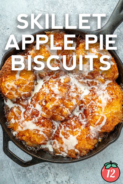 Skillet Apple Pie Biscuits | 12 Tomatoes Canned Biscuits And Apple Pie Filling, Apple Pie Biscuits Recipe, Biscuit Apple Pie, Apple Receipts, Cast Iron Skillet Apple Pie, Apple Biscuits Recipes, Apple Pie Biscuits, Skillet Apple Pie, Apples Recipes