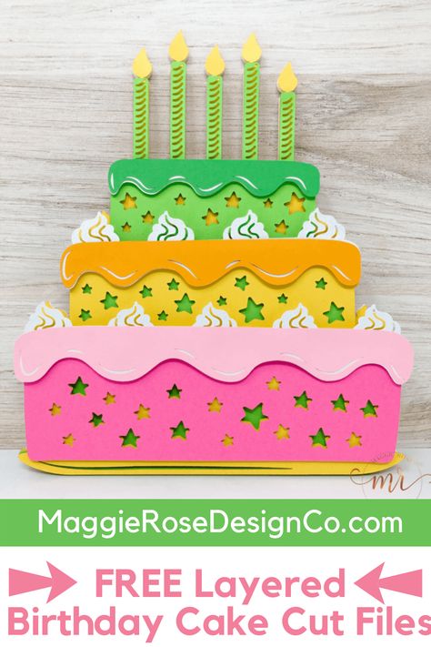 . Perfect for making beautiful cakes for any occasion. #birthdaycake #cake . #Layered_Birthday_Cake #3d_Birthday_Cake #Cricut_Birthday #Free_Birthday_Card Layered Birthday Cake, 3d Birthday Cake, Cricut Birthday, Free Birthday Card, Diy Birthday Party, 3d Paper Crafts, Paper Heart, Cricut Free, Cricut Tutorials