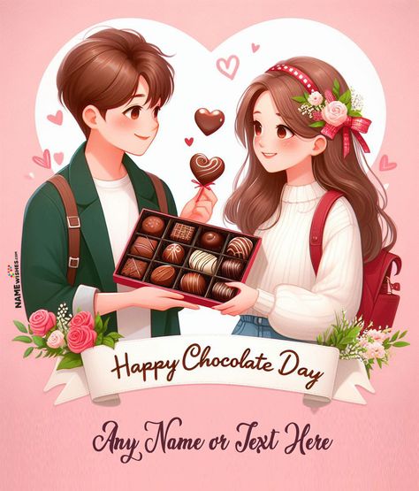 Cherishing Love with Chocolate Day Illustrations Greetings. Celebrate Chocolate Day with a heartwarming illustration of love and sweetness, perfect for sharing with someone special. Chocolate Day Quotes, Chocolate Day Wishes, Happy Chocolate Day Wishes, Chocolate Day Images, Heartwarming Illustration, Happy Chocolate Day, Valentine Picture, Happy Valentines Day Images, Valentine Images