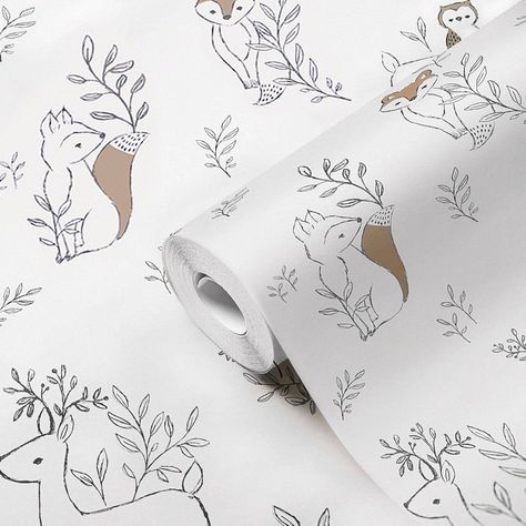 Nursery Decor Baby Nursery Wallpaper, Free Wallpaper Samples, Forest Nursery Decor, Baby Mirror, Woodland Wallpaper, Whimsical Woodland, Woodland Nursery Theme, Woodland Animal Nursery, Vertical Pattern