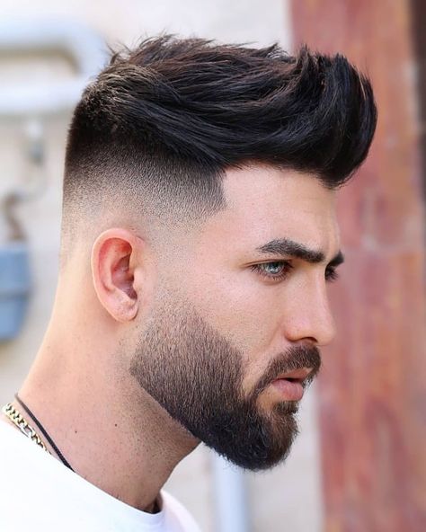 75 Cool Hairstyles For Men With Beards - Fashion Hombre Haircut And Beard, Trendy We Fryzurach, High Fade Haircut, High Skin Fade, Drop Fade Haircut, Beard Styles Short, Gents Hair Style, Beard Fade, Cool Mens Haircuts