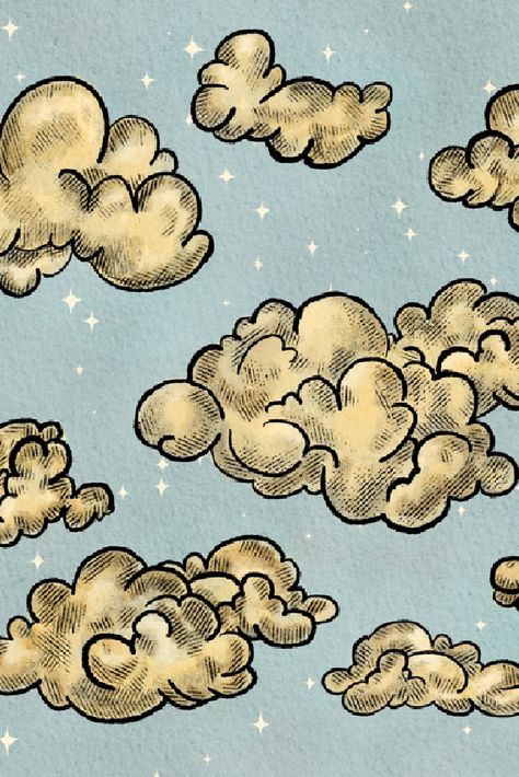 For the ones who dream, and for the ones who keep their head in the clouds.. clouds, vintage, cloudy, blue, dreamy, dream, day, head, in, art by moon, retro, classic, magical, magickal, classical, astro, magic, whimsical, painted, timeless, old, antique, style, old fashioned, sign, astrology, sun, sky, puffy, cloud, mystical, aesthetic, period, mystic, symbols, mystery, mysterious, celestial, stars, era, cute, time, fashion, turquoise, tiffany, light, cerulean, pastel Clouds Aesthetic Illustration, Clouds Aesthetic Art, Cartoon Clouds Aesthetic, Storm Cloud Illustration, Vintage Cloud Illustration, Clouds Drawing Aesthetic, Cloud Drawing Aesthetic, Cloudy Sky Drawing, Clouds Aesthetic Drawing