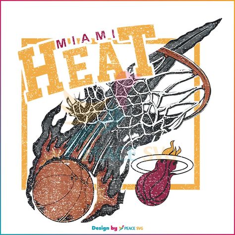 Miami Heat Logo, Heat Basketball, Basketball Vintage, Basketball Logo, Basketball Png, Vintage Baskets, Sports Svg, Silhouette Files, Miami Heat