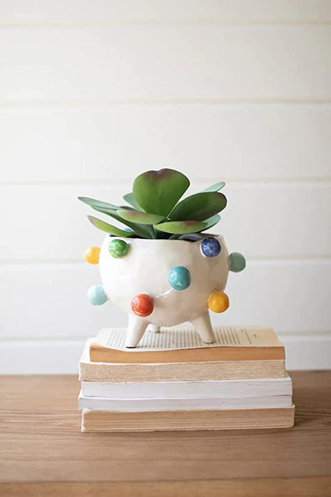 Amazon.com: Kalalou CDV2108 Planter, See Image : Patio, Lawn & Garden Bubble Planter, Colorful Bubbles, Handmade Ceramic Planters, About Plants, Cerámica Ideas, Office Cubicle, Garden Pottery, Pinch Pots, Ceramics Pottery Art