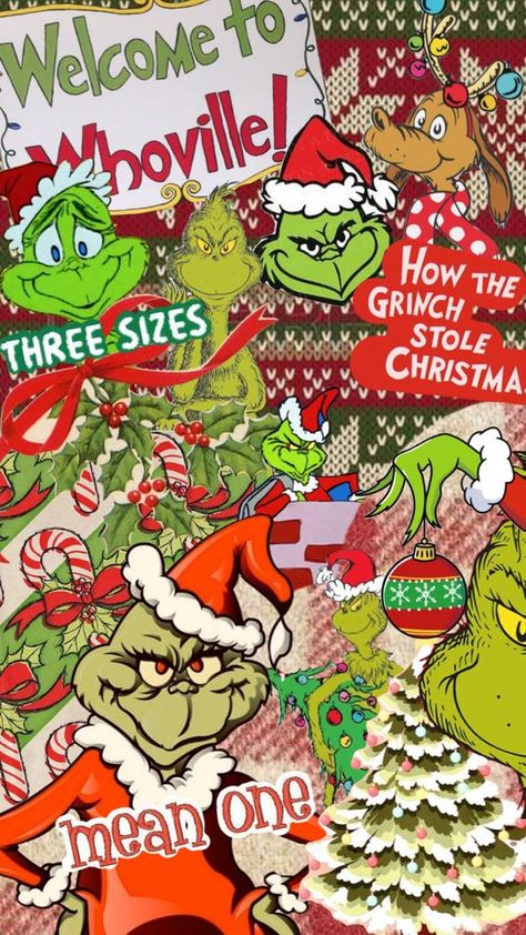 X Mas Wallpaper Aesthetic Grinch, Collage Wallpaper Christmas, Grinch Wallpapers Aesthetic, Cool Christmas Aesthetic, Grinch Collage Wallpaper, Christmas Movie Collage Wallpaper, Aesthic Christmas Wallpaper Grinch, Christmas Wallpapers Grinch, The Grinch Aesthetic Wallpaper