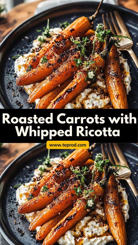 Discover the art of transforming ordinary carrots into a culinary delight with this Roasted Carrots with Whipped Ricotta and Spicy Honey recipe. Roast Dinner Sides, Carrot Recipes Side Dishes, Vegetarian Holiday Recipes, Carrot Dishes, Christmas Vegetables, Carrots Side Dish, Honey Carrots, Dinner Party Appetizers, Roasted Carrots Recipe