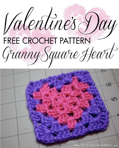 Granny Square Heart | Free Crochet Pattern | Wild+Wanderful Crocheted Heart Granny Square, Free Crochet Heart Granny Square Pattern, Heart Tapestry Crochet Pattern, Granny Heart Crochet Pattern Free, Heart Square Crochet Pattern, Crochet Granny Square Diagram, Heart Granny Square Pattern Free, Heart Granny Square Blanket, Granny Square Heart Pattern