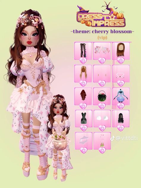 Dti Theme Like A Butterfly, Dress To Impress Outfit Tutorial, Dti Outfits Tutorial, Dti Tutorial Outfit, Dti Theme Outfits, Cherry Blossom Outfit, Make Outfits, Fancy Dress Code, Cherry Blossom Dress