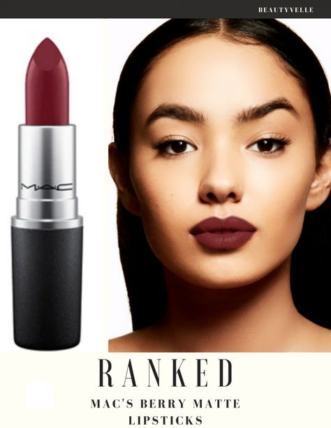 Get your fall makeup looks together with these top berry lipsticks from MAC Mac Burgundy Lipstick, Top Mac Lipsticks, Dark Berry Lipstick, Lipstick For Fair Skin, Berry Lipstick, Perfect Lipstick, Makeup News, Mac Matte Lipstick, Fall Makeup Looks