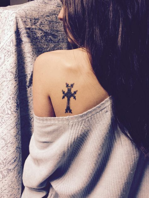 Armenian Cross Tattoo Armenian Tattoo Ideas, Girly Tattoo Designs, Armenian Tattoo, Pretty Cross Tattoo, Tattoo Ideas Women, Armenian Cross, Girly Tattoo, Small Rib Tattoos, Tattoo Cross