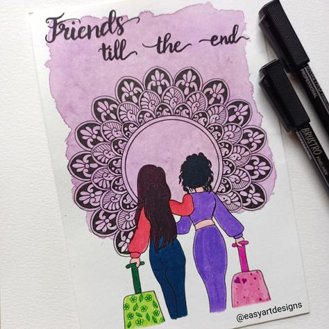 Friendship day mandala Friendship Mandala, Friend Drawing, Mandala Art Design, Friendship Day, A Best Friend, Drawings Of Friends, A Good Friend, Mandala Design Art, Best Friend Birthday