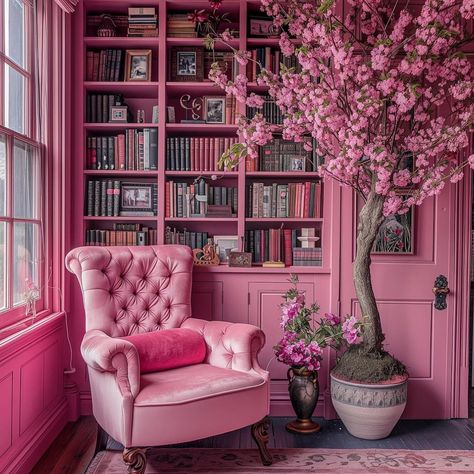 Join me here? #notmyphoto #foundontheinternet Pastel Colors Living Room, Home Aesthetics, Hygge Style, Romantic Room, Pink Winter, Vintage Inspired Decor, Unique Restaurants, Boho Interiors, Pink Chair