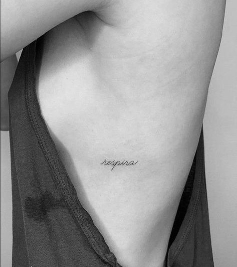 Rib Cursive Tattoo, Small Back Tattoos For Women Side, Tatuajes Astetics, Side Rib Tattoos Women, Side Rib Tattoo, Unbreakable Tattoo, Tattoos On Back, Tattoos On Side Ribs, Small Back Tattoos