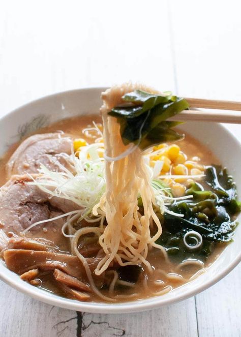 Homemade Miso Ramen Soup | Recipe Tin Eats / Japan ~ Start with chicken-pork stock (link given), easy to make miso flavoring base, & ramen noodles. Two styles of toppings are presented : Moyashi includes ground pork, bean sprouts, ginger, soy sauce, & green onions. Sapporo includes braised pork slices, corn, wakame seaweed, seasoned bamboo shoots, & green onions. #Asian #Japanese Miso Ramen Soup Recipe, Miso Ramen Soup, Recipe Tin Eats, Homemade Miso, Ramen Soup Recipes, Tin Eats, Recipe Japanese, Ramen Broth, Veggie Broth