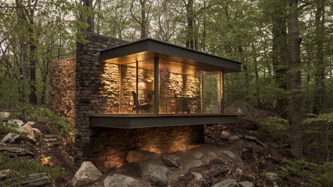 Writers Retreat, Writing Studio, Walden Pond, Glass Cabin, Geothermal Heating, Glazed Walls, J Smith, Simple Plan, New Architecture