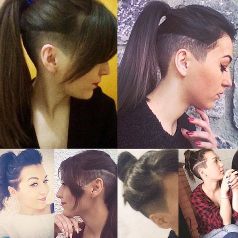 Shornnape Undercut, Undercut Ponytail, Long Pony, Undercut Long Hair, Eyeliner Makeup, Undercut Hairstyles, Shaved Hair, Grunge Hair, Undercut