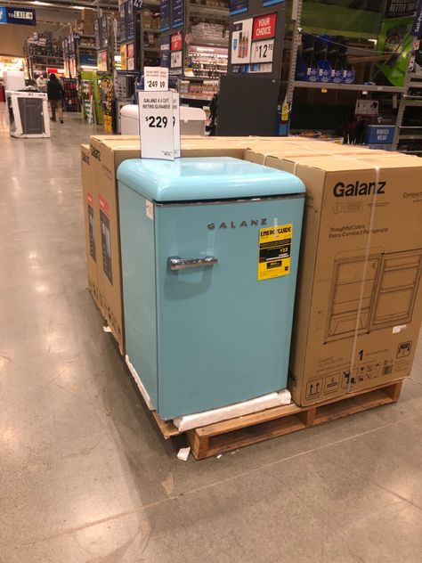 Mini Fridge Pictures, Cute Mini Fridge Aesthetic, Mini Fridge Aesthetic, Blue Mini Fridge, Vintage Mini Fridge, Fridge Photography, Mini Fridge In Bedroom Aesthetic, Blue Fridge, Mini Fridge In Bedroom