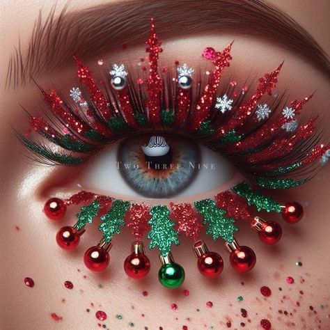 Tree Inspired Fashion, Christmas Lashes, Eye Lash Extensions, Christmas Eye Makeup, Cindy Lou Who, Graphic Eyeliner, Cindy Lou, Christmas Tree Inspiration, Drawing Expressions