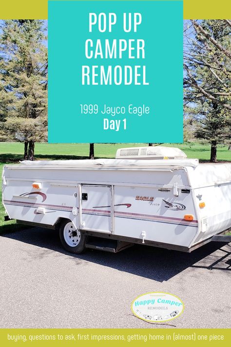 Camper Remodel Diary: 1999 Jayco Pop Up Day 1 - Happy Camper Remodels 1999 Jayco Eagle Remodel, Princess Profile Picture, Pop Up Camper Cushions, Pop Up Remodel, Jayco Pop Up Campers, Remodel Camper, Pop Up Camper Remodel, Jayco Campers, Pop Up Campers